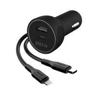 Dual Port Car Charger With Type C to Apple Lightning Cable 39W 