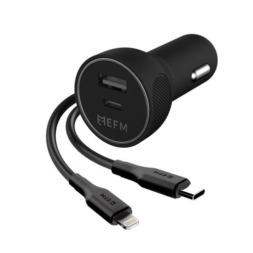 Dual Port Car Charger With Type C to Lightning Cable 57W - Force